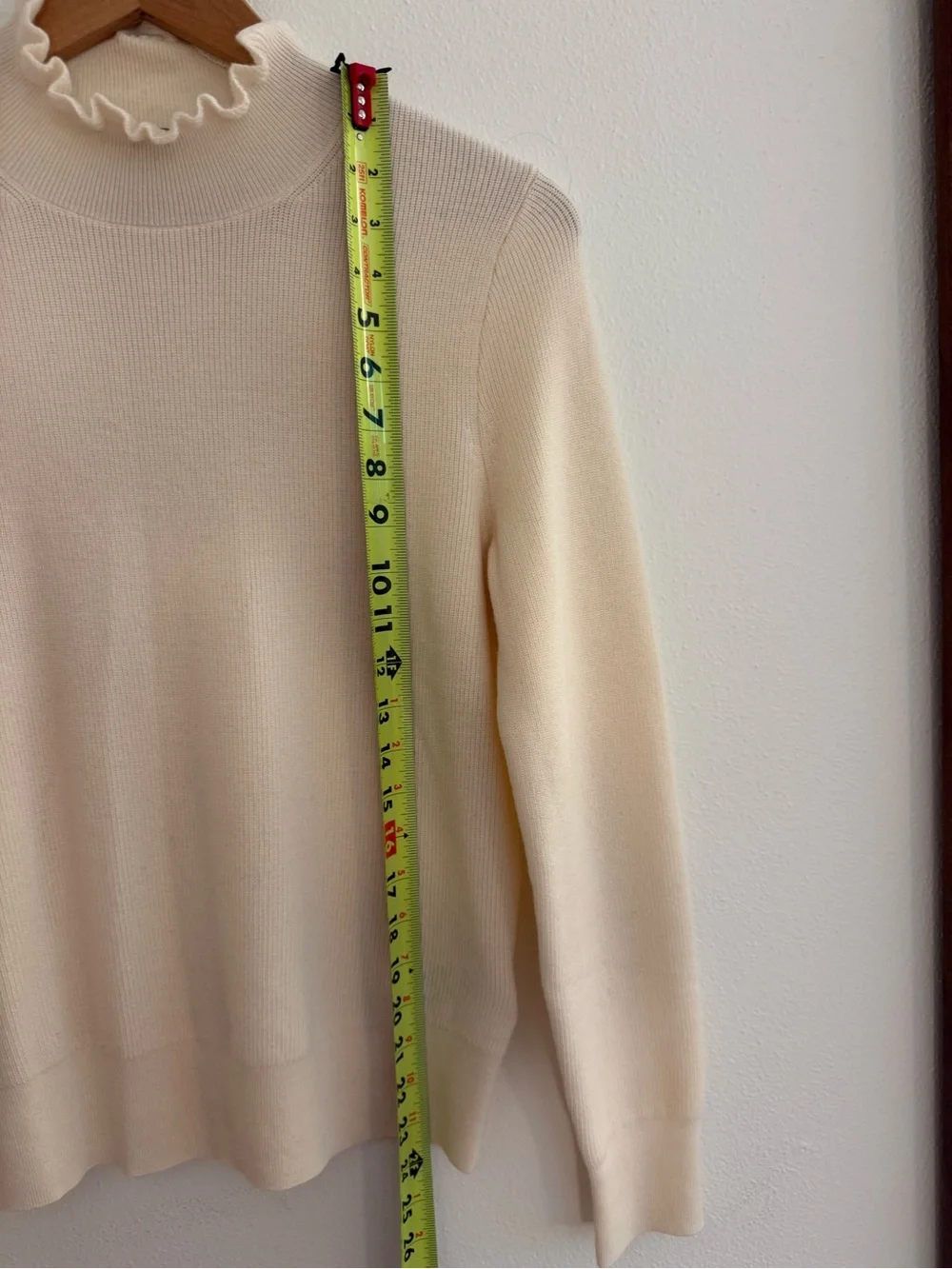 J. Crew Ruffleneck merino wool sweater Small cream - Picture 9 of 9